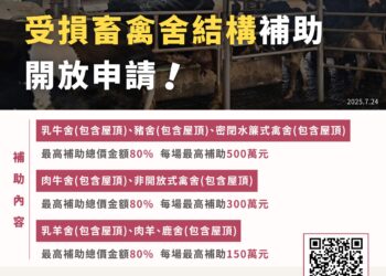 農業部啟動丹娜絲颱風及0708豪雨畜牧專案輔導措施 加速畜牧農友復養復建