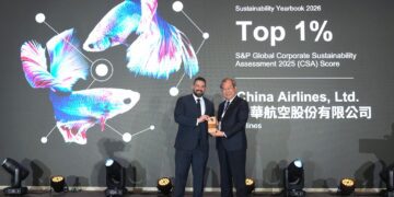 中華航空出席標普全球永續年鑑表彰典禮 獲頒全球航空業 Top 1% 殊榮