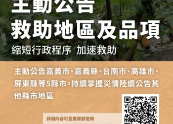 農業部啟動「因應8月下旬豪雨救助與專案輔導措施」 多管齊下協助受災農漁民復耕復養