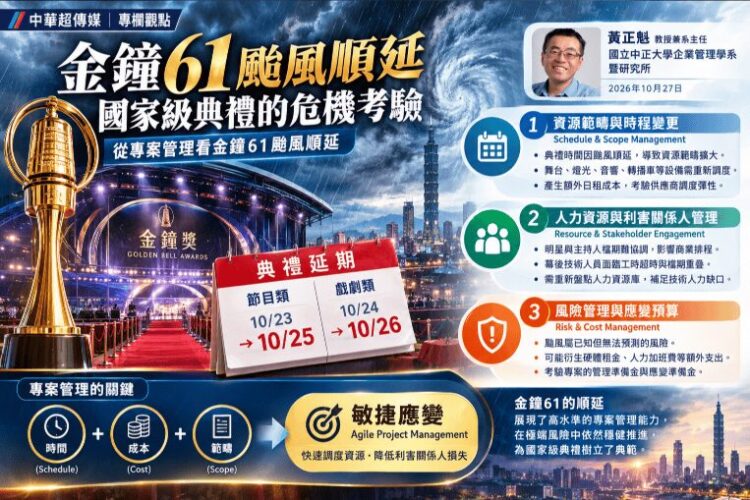 金鐘61颱風順延的專案管理考驗 中正大學黃正魁教授解析國家級典禮危機應變