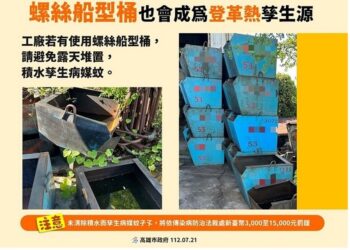 高市本土登革熱+1 為鳳山區工作地群聚衍生 防疫團隊查核查獲多處病媒蚊孳生源 開單告發