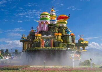 台中市花毯節全台首座漂浮城堡正夯 邀民順遊新社職人村