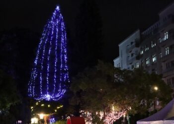 苗縣圖前廣場點亮耶誕燈飾 營造溫馨浪漫氣氛歡度佳節