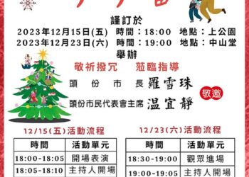 「好客頭份叮叮噹」系列活動 12/15起陸續登場