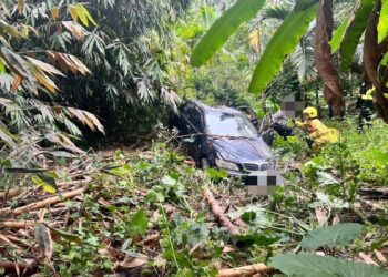 自小客車跌落嘉義山路邊坡 嘉義縣中埔警消急救援