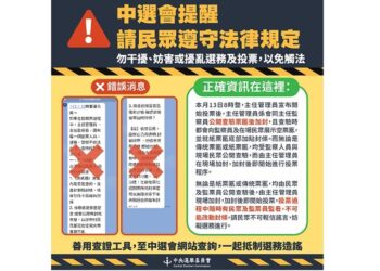 中選會提醒民眾遵守法律規定  勿有干擾、妨害或擾亂投票及選務之行為 以免觸法！