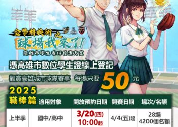 漾新聞 | 高市府學生50元優惠 看職棒賽事輕鬆入場