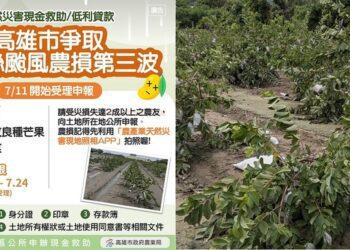 高雄市爭取丹娜絲颱風致災第三波農損救助 7/11起受理