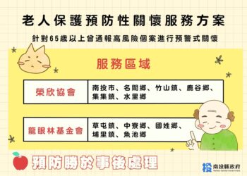 老人保護預防性關懷服務 南投縣府招募培訓烏溪線關懷訪視員