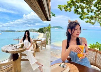 泰國美食｜蘇梅島必追的網美打卡餐廳 蔚藍海面、月牙沙灘、懸崖美景和浪漫白色紗帳 一次全都擁有