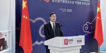 玲瓏輪胎董事長王鋒在COP30發表演講