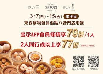 點八餐飲X東森購物攜手推限時優惠 2人以上享77折