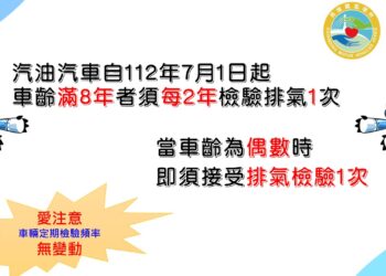 車輛定檢頻率維持不變，排氣檢驗法規有修正，注意勿搞混