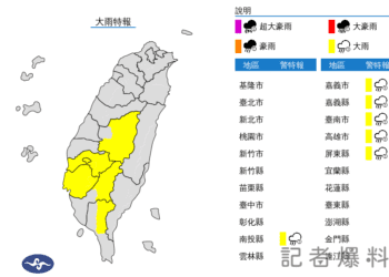 氣象署發佈大雨特報  6縣市提高警覺