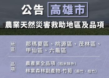 0728豪雨農損 農業部公告高雄市救助地區與品項與彈性延長救助申請期限